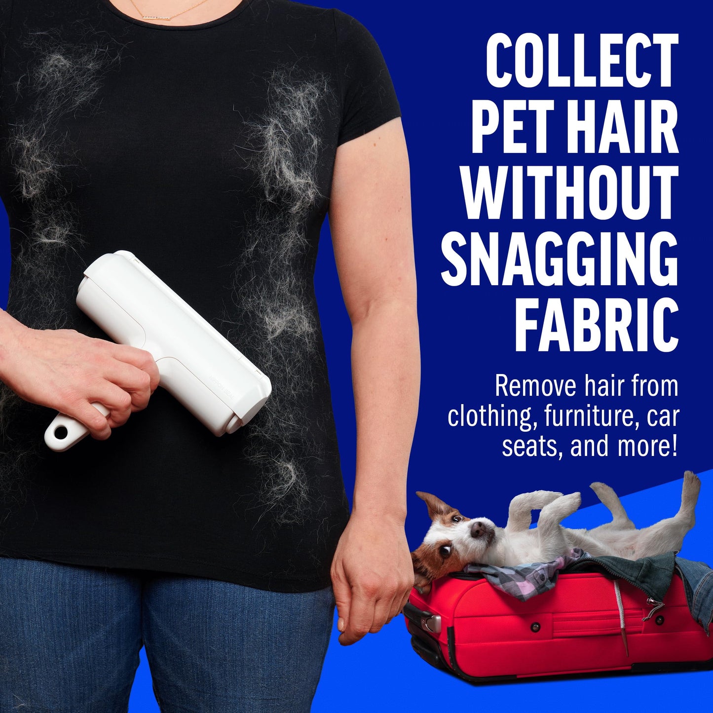 Chom Chom Roller Pet Hair Remover and Reusable Lint Roller - Chomchom Cat and Dog Hair Remover for Furniture, Couch, Carpet, Clothing and Bedding